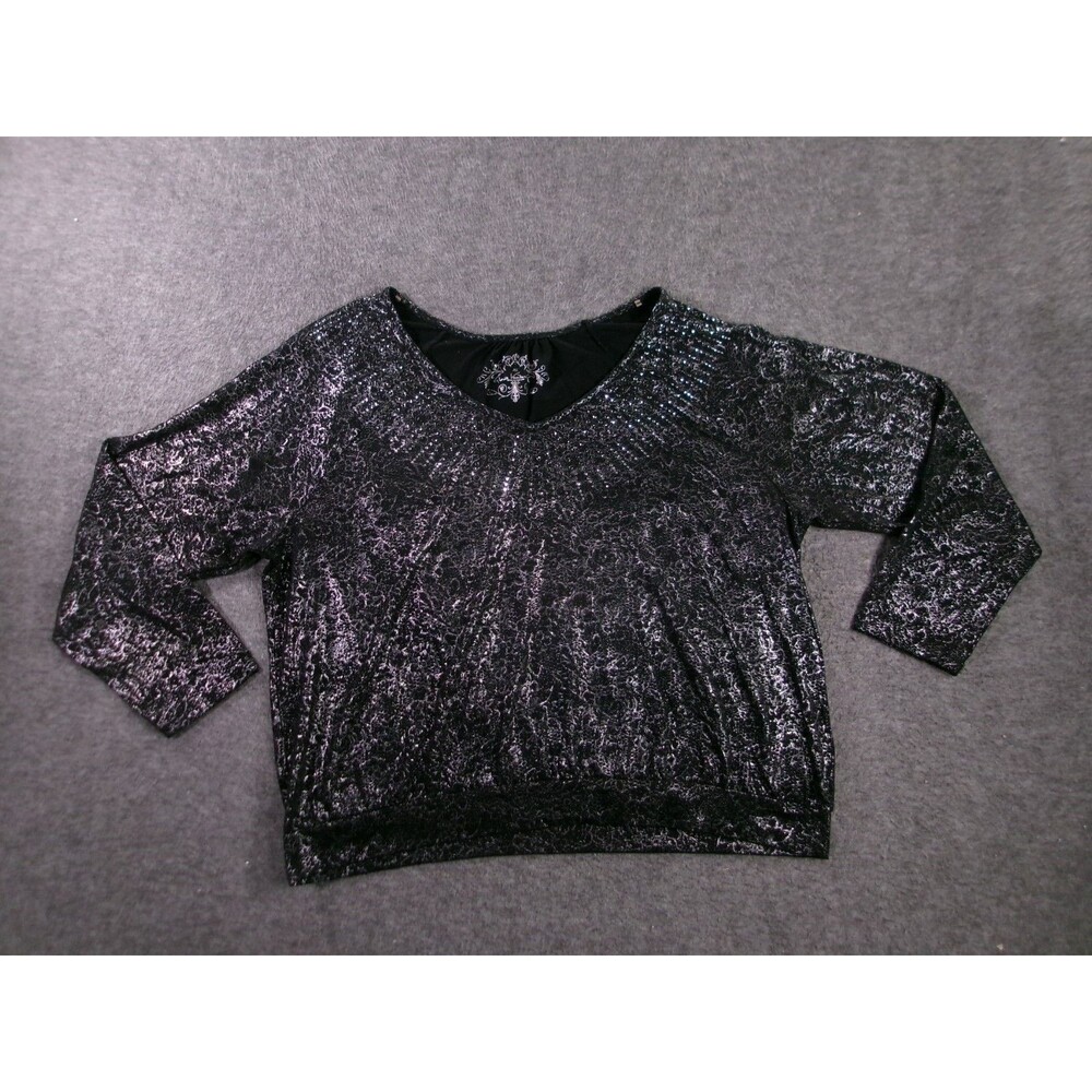 Gloria Vanderbilt Top Women Extra Large Black Silver Office Base Layer Capsule
